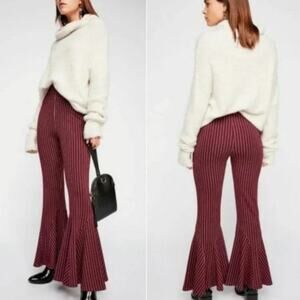 Free People Striped Ponte Flare Pants